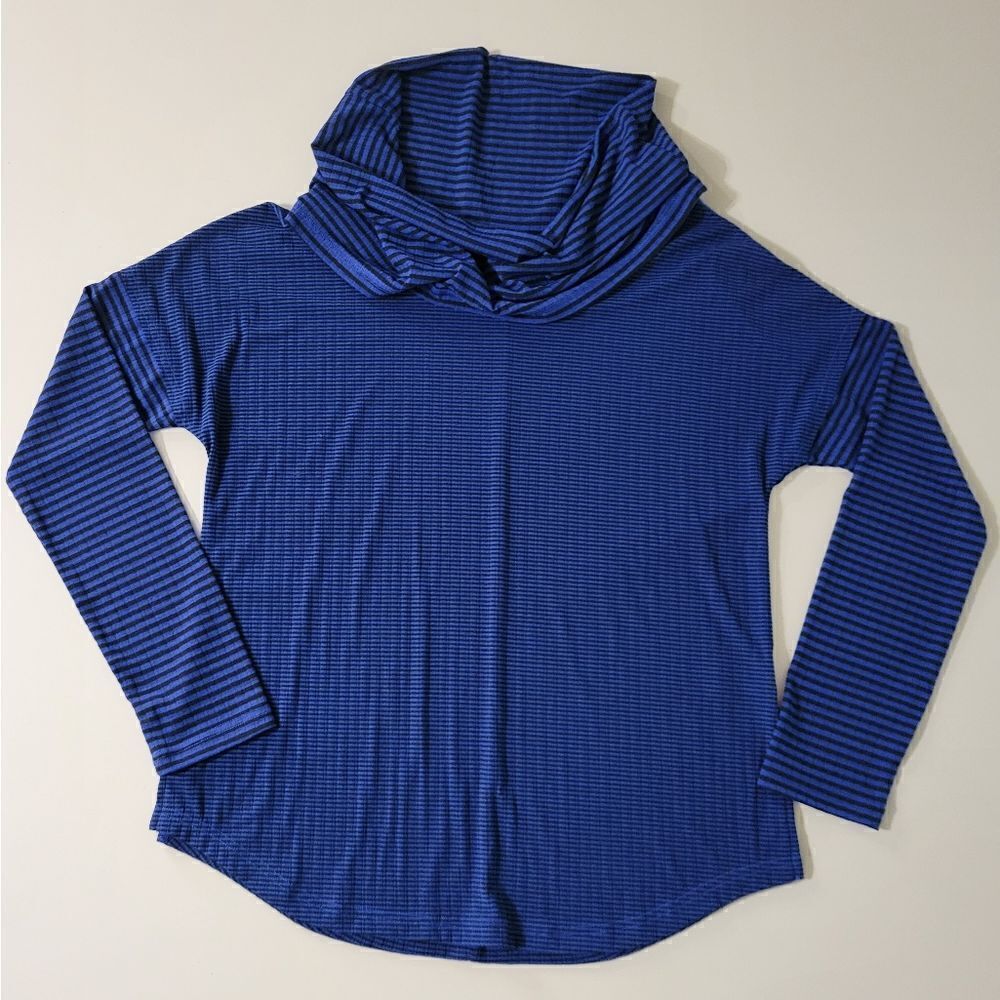 Kori Women's Royal Blue Stripe Cowl Neck Sweater